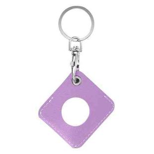 Square PU Leather Case Shockproof Anti-scratch Protective Cover with Keychain Ring Loop For AirTag(Purple)