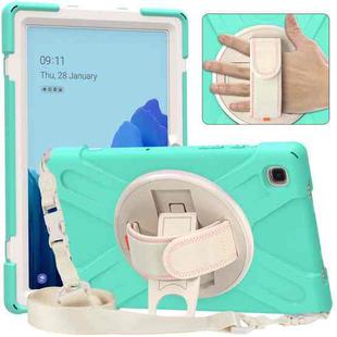 For Samsung Galaxy Tab A7 (2020) T500 Pure Color Silicone + PC Protective Case with Holder & Shoulder Strap(Mint Green)