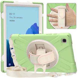 For Samsung Galaxy Tab A7 (2020) T500 Pure Color Silicone + PC Protective Case with Holder & Shoulder Strap(Matcha Green)