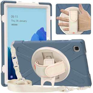 For Samsung Galaxy Tab A7 (2020) T500 Pure Color Silicone + PC Protective Case with Holder & Shoulder Strap(Cornflower Blue)