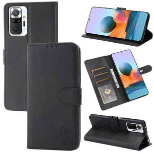 For Xiaomi Redmi Note 10 Pro Embossed Happy Cat Pattern Horizontal Flip Leather Case with Holder & Card Slots & Wallet(Black)