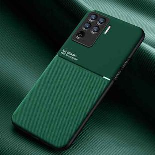 For OPPO A94 Classic Tilt Strip Grain Magnetic Shockproof PC + TPU Case(Green)