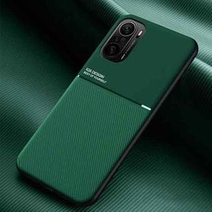 For Xiaomi Redmi K40 Classic Tilt Strip Grain Magnetic Shockproof PC + TPU Case(Green)