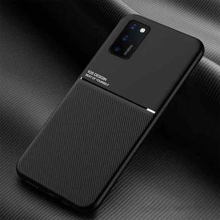 For Samsung Galaxy A02s Classic Tilt Strip Grain Magnetic Shockproof PC + TPU Case(Black)