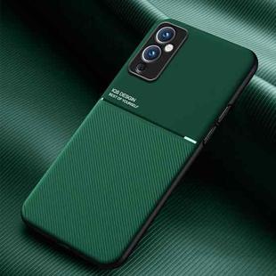 For OnePlus 9 Classic Tilt Strip Grain Magnetic Shockproof PC + TPU Case(Green)