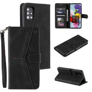 For Samsung Galaxy A02s Stitching Calf Texture Horizontal Flip Leather Case with Holder & Card Slots & Wallet(Black)