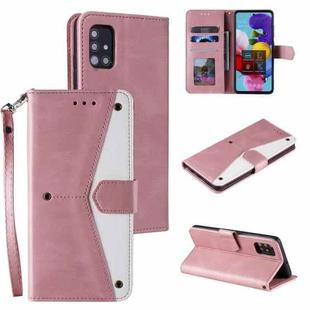 For Samsung Galaxy A02s Stitching Calf Texture Horizontal Flip Leather Case with Holder & Card Slots & Wallet(Rose Gold)