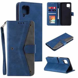 For Samsung Galaxy A12 Stitching Calf Texture Horizontal Flip Leather Case with Holder & Card Slots & Wallet(Blue)