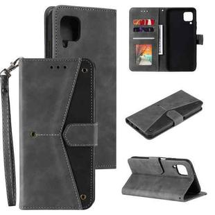 For Samsung Galaxy A12 Stitching Calf Texture Horizontal Flip Leather Case with Holder & Card Slots & Wallet(Grey)
