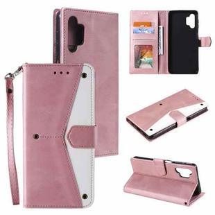 For Samsung Galaxy A32 4G Stitching Calf Texture Horizontal Flip Leather Case with Holder & Card Slots & Wallet(Rose Gold)