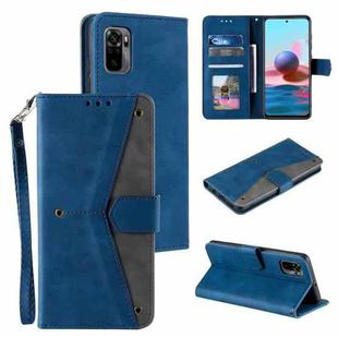 For Xiaomi Redmi Note 10 4G Stitching Calf Texture Horizontal Flip Leather Case with Holder & Card Slots & Wallet(Blue)