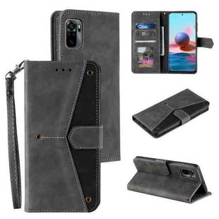 For Xiaomi Redmi Note 10 4G Stitching Calf Texture Horizontal Flip Leather Case with Holder & Card Slots & Wallet(Grey)