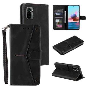 For Xiaomi Redmi Note 10 4G Stitching Calf Texture Horizontal Flip Leather Case with Holder & Card Slots & Wallet(Black)