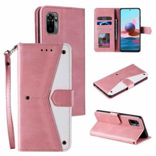 For Xiaomi Redmi Note 10 4G Stitching Calf Texture Horizontal Flip Leather Case with Holder & Card Slots & Wallet(Rose Gold)