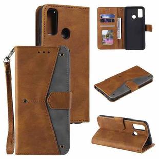 For Xiaomi Redmi 9C Stitching Calf Texture Horizontal Flip Leather Case with Holder & Card Slots & Wallet(Brown)