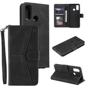 For Xiaomi Redmi 9C Stitching Calf Texture Horizontal Flip Leather Case with Holder & Card Slots & Wallet(Black)