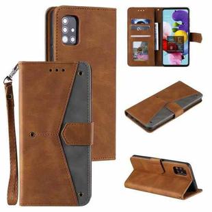 For Xiaomi Mi 10T 5G Stitching Calf Texture Horizontal Flip Leather Case with Holder & Card Slots & Wallet(Brown)