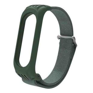 For Xiaomi Mi Band 6 / 5 / 4 / 3 9-shaped Buckle Twill Watch Band(Dark Green)