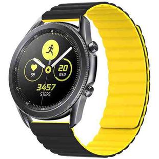 20mm For Samsung Smart Watch Universal Silicone Magnetic Watch Band(Black+Yellow)