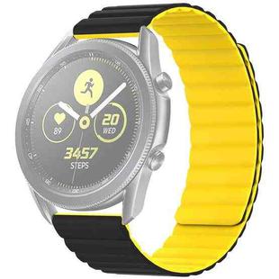 22mm For Samsung Smart Watch Universal Silicone Magnetic Watch Band(Black+Yellow)
