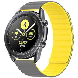 22mm For Samsung Smart Watch Universal Silicone Magnetic Watch Band(Grey+Yellow)