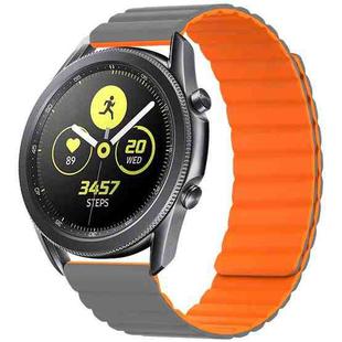 22mm For Samsung Smart Watch Universal Silicone Magnetic Watch Band(Grey+Orange)