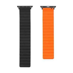 Silicone Magnetic Watch Band For Apple Watch Series 7 41mm / 6 & SE & 5 & 4 40mm / 3 & 2 & 1 38mm(Black+Orange)