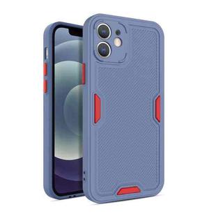 For iPhone 12 Contrast-Color Straight Edge Matte TPU Shockproof Case with Sound Converting Hole(Grey)