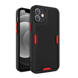 For iPhone 12 Pro Max Contrast-Color Straight Edge Matte TPU Shockproof Case with Sound Converting Hole(Black)