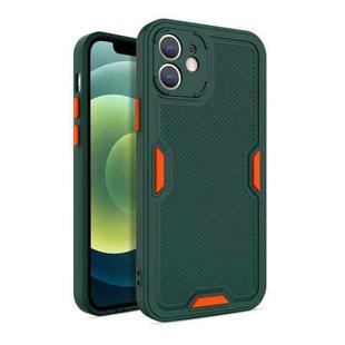 For iPhone 11 Pro Contrast-Color Straight Edge Matte TPU Shockproof Case with Sound Converting Hole (Dark Green)