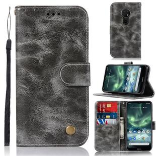 For Nokia 7.2 Retro Copper Button Crazy Horse Horizontal Flip PU Leather Case with Holder & Card Slots & Wallet & Lanyard(Grey)