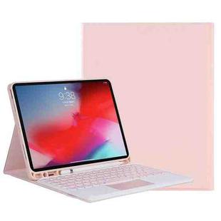 YT11B-A 2021 Detachable Candy Color Skin Texture Round Keycap Bluetooth Keyboard Leather Tablet Case with Touch Control & Pen Slot & Stand For iPad Pro 11 (2021)(Pink)