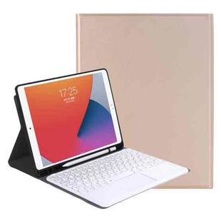 YA11B-A 2021 Detachable Lambskin Texture Round Keycap Bluetooth Keyboard Leather Tablet Case with Touch Control & Pen Slot & Stand For iPad Pro 11 (2021)(Gold)