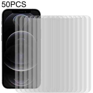 For iPhone 12 / 12 Pro 50pcs 3D Curved Silk-screen PET Full Coverage Protective Film(Transparent)