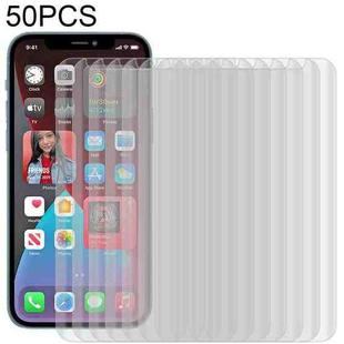 For iPhone 12 Pro Max 50pcs 3D Curved Silk-screen PET Full Coverage Protective Film(Transparent)