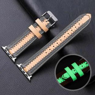 Cowhide Leather Luminous Watch Band For Apple Watch Series 8&7 41mm / SE 2&6&SE&5&4 40mm / 3&2&1 38mm(Grey)