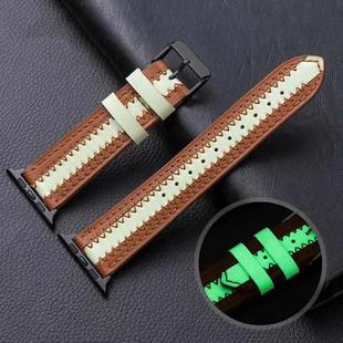 Cowhide Leather Luminous Watch Band For Apple Watch Series 8&7 41mm / SE 2&6&SE&5&4 40mm / 3&2&1 38mm(Brown)