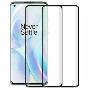 For OnePlus 8 / 8 5G UW Verizon 2 PCS 3D Curved Silk-screen PET Full Coverage Protective Film(Black)