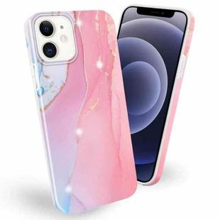 Frosted Watercolor Marble TPU Protective Case For iPhone 12 mini(Pink)