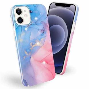 Frosted Watercolor Marble TPU Protective Case For iPhone 12 mini(Blue+Pink)