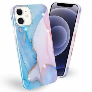 Frosted Watercolor Marble TPU Protective Case For iPhone 12 mini(Baby Blue)