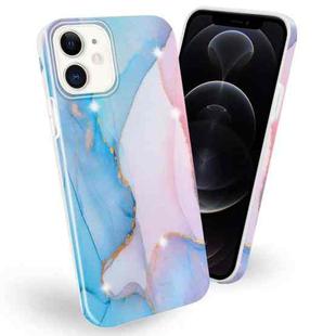Frosted Watercolor Marble TPU Protective Case For iPhone 12 / 12 Pro(Baby Blue)