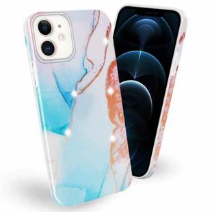 Frosted Watercolor Marble TPU Protective Case For iPhone 12 Pro Max(Aqua Blue)