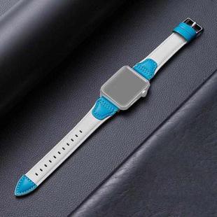 Splicing Cowhide Leather Watch Band For Apple Watch Series 8&7 41mm / SE 2&6&SE&5&4 40mm / 3&2&1 38mm(White Blue)