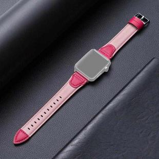 Splicing Cowhide Leather Watch Band For Apple Watch Series 8&7 41mm / SE 2&6&SE&5&4 40mm / 3&2&1 38mm(Rose Red)
