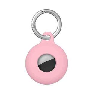 Dual-Side Hollow Anti-scratch Silicone Shockproof Protective Cover Case with Keychain Hook Loop For AirTag(Pink)