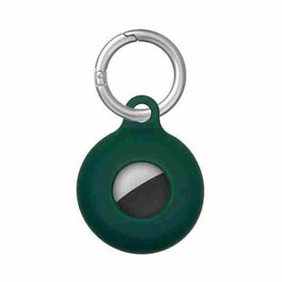 Dual-Side Hollow Anti-scratch Silicone Shockproof Protective Cover Case with Keychain Hook Loop For AirTag(Deep Green)