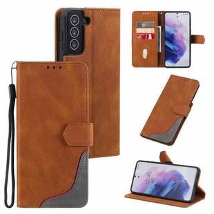 Three-color Stitching Calf Texture Horizontal Flip Leather Case with Holder & Card Slots & Wallet For Samsung Galaxy S21 5G(Brown)