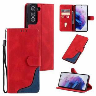 Three-color Stitching Calf Texture Horizontal Flip Leather Case with Holder & Card Slots & Wallet For Samsung Galaxy S21 5G(Red)