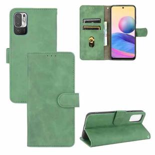 For Xiaomi Redmi Note 10 5G Solid Color Skin Feel Magnetic Buckle Horizontal Flip Calf Texture PU Leather Case with Holder & Card Slots & Wallet(Green)